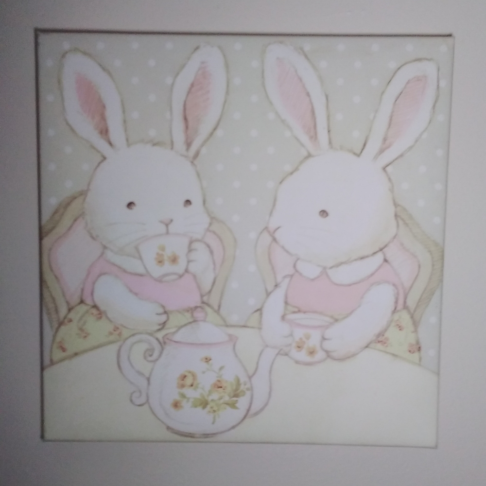 Bunny & Teapot Wall Hanging 12 x 12
